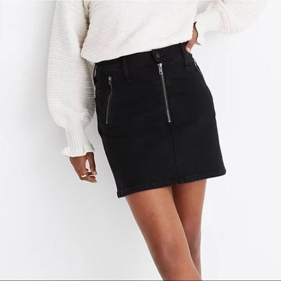 Madewell Stretch Denim Straight Mini Zipper‎ Skirt - Picture 1 of 11